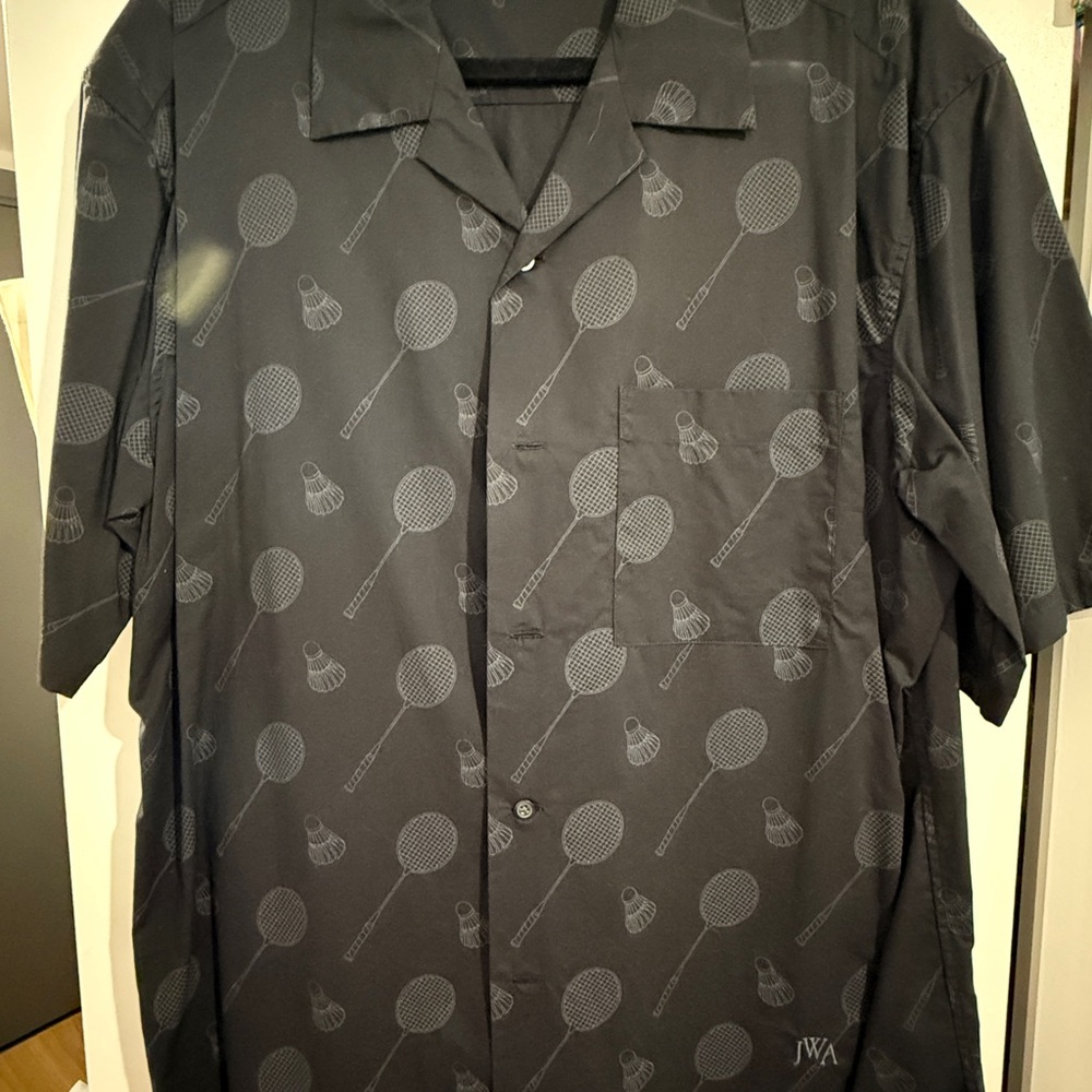 JW Anderson x Uniqlo Badminton Black Patterned Shirt and shorts set SIZE M -both
